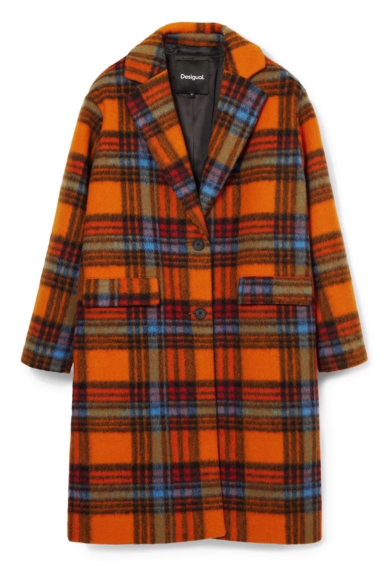 Napoles Plaid Coat, Alternate, color, ORANGE