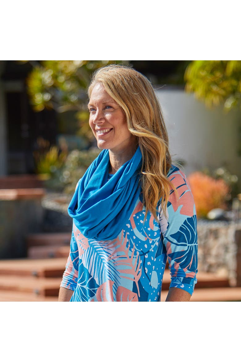 Packable Infinity Scarf, Alternate, color, Mykonos Blue
