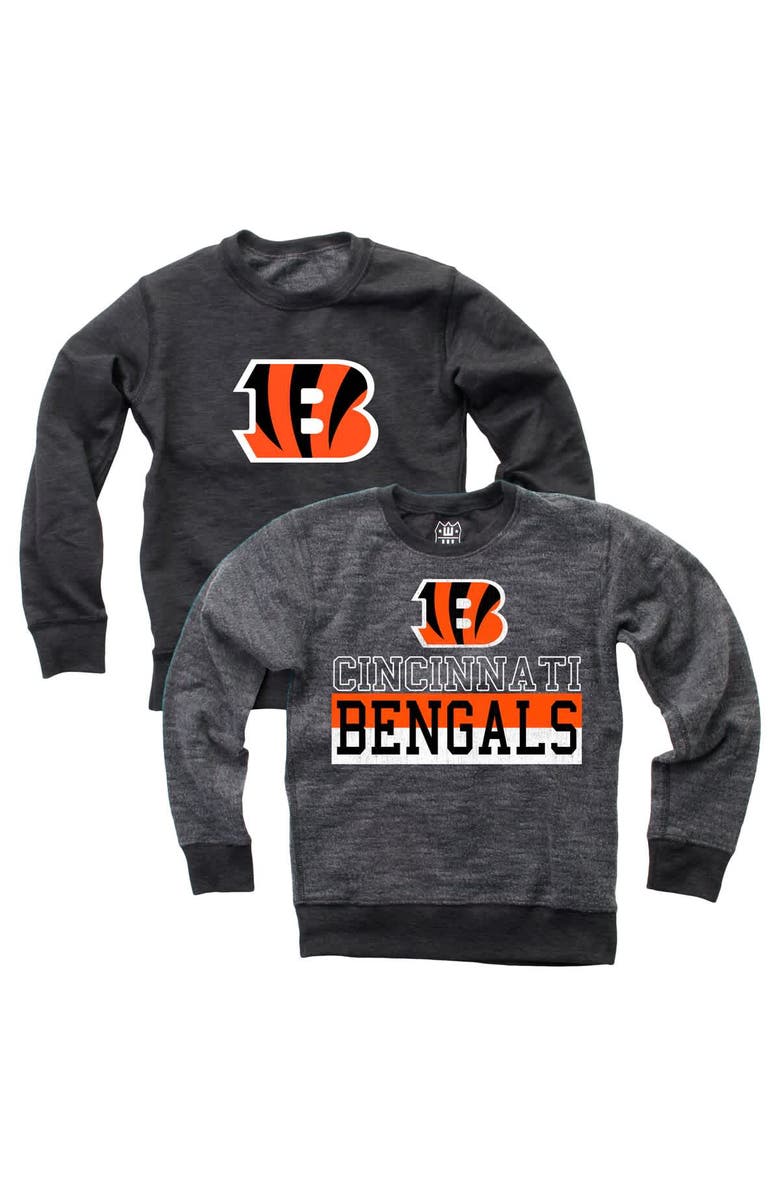 Wes & Willy Youth Wes & Willy  Black Cincinnati Bengals Reversible Fleece Pullover Sweatshirt, Main, color, Black