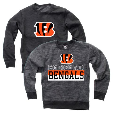 Youth Wes & Willy  Black Cincinnati Bengals Reversible Fleece Pullover Sweatshirt