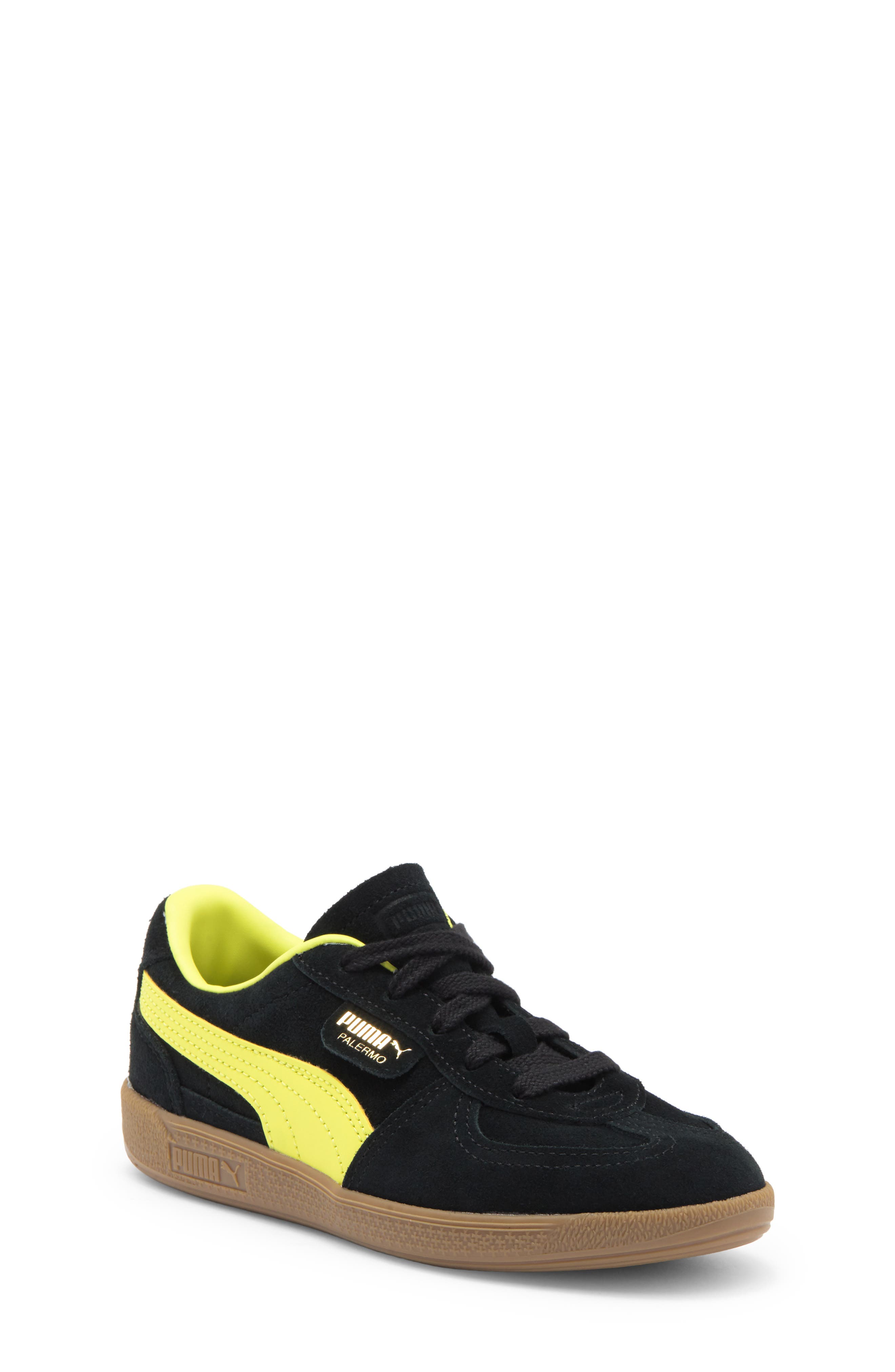 PUMA Kids' Palermo Sneaker, Main, color, Puma Black-Lemon Sherbert