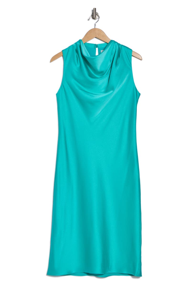 Trina Turk Ulani Cowl Neck Sleeveless Shift Dress, Alternate, color, Oceano