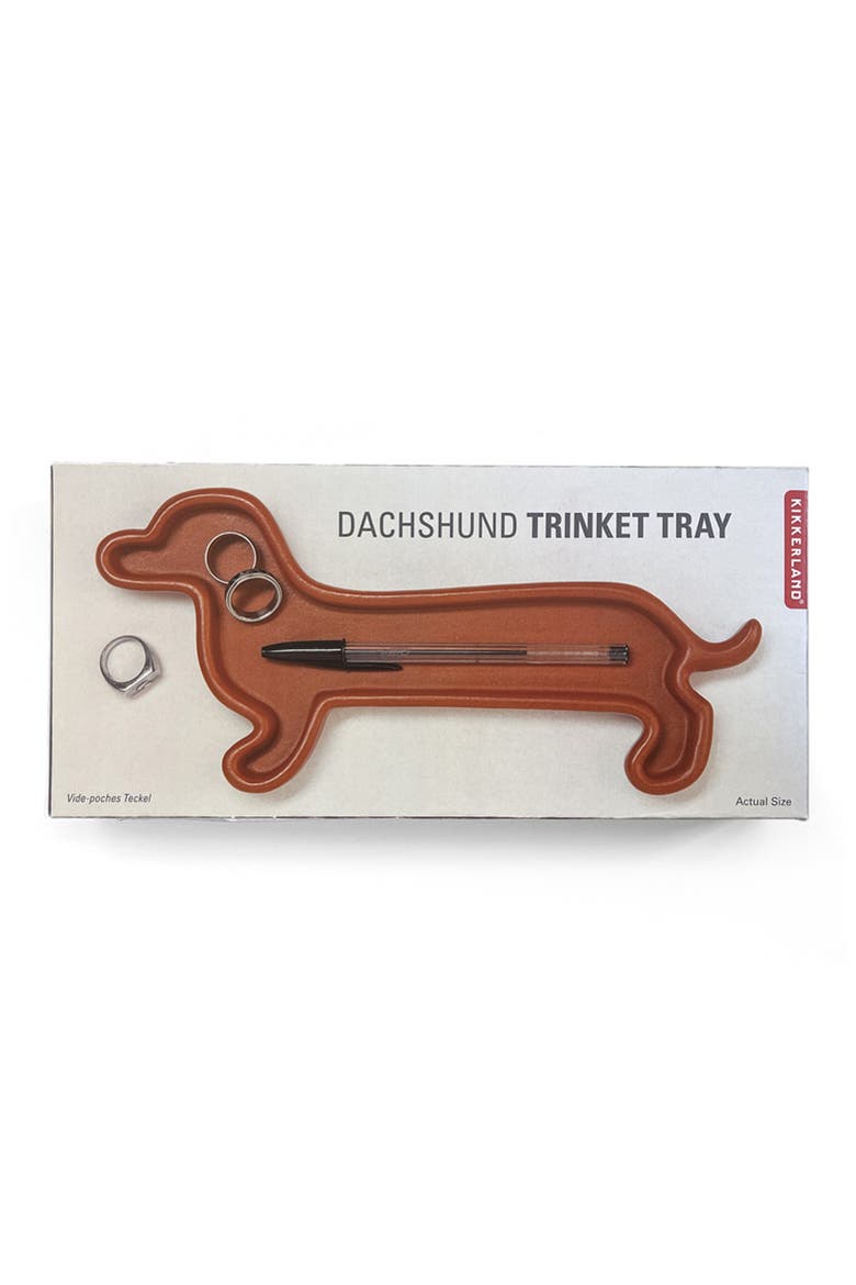 Dachshund Trinket Tray, Alternate, color, BROWN