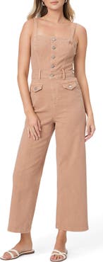 PAIGE Anessa Sleeveless Crop Wide Leg Denim Jumpsuit