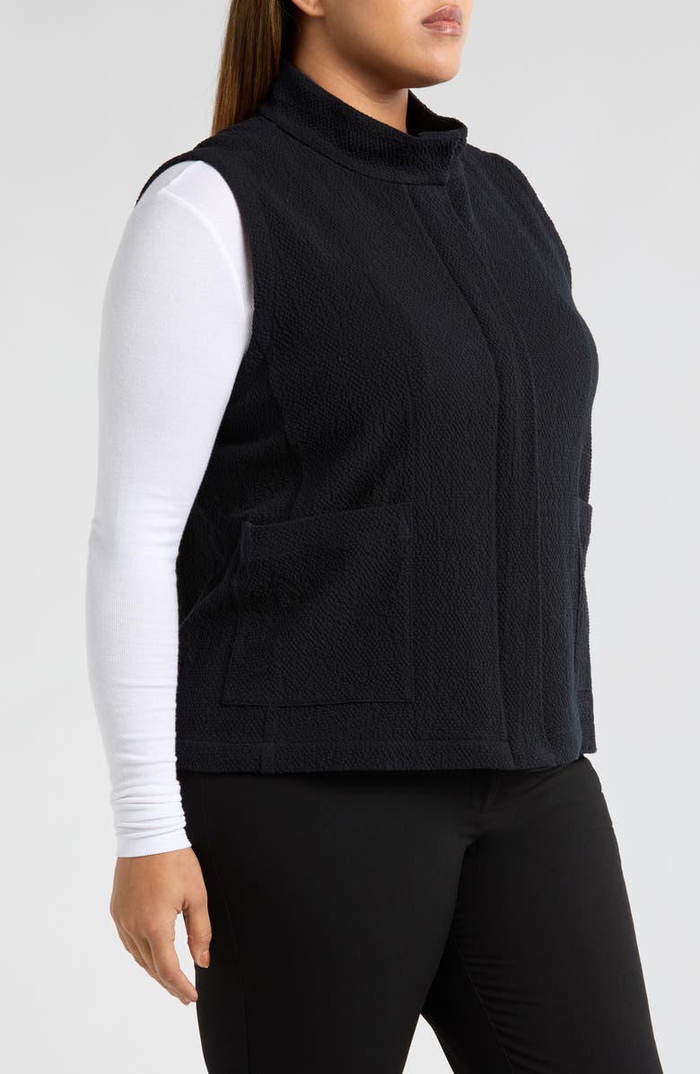 Eileen Fisher Stand Collar Textured Organic Cotton Vest, Alternate, color, 