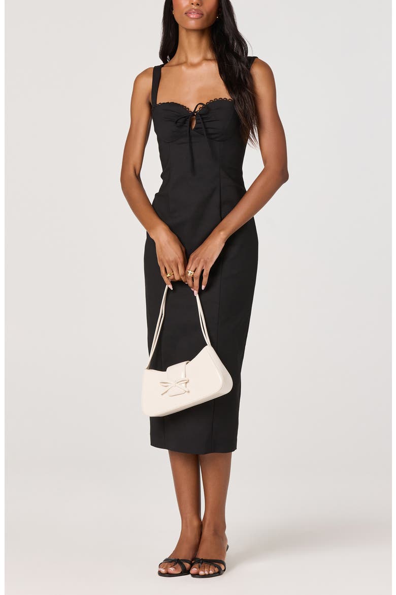 Raziela Scalloped Trim Pencil Dress, Alternate, color, BLACK