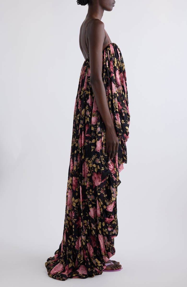 Chloé Peony Print Silk Jumpsuit, Alternate, color, Black