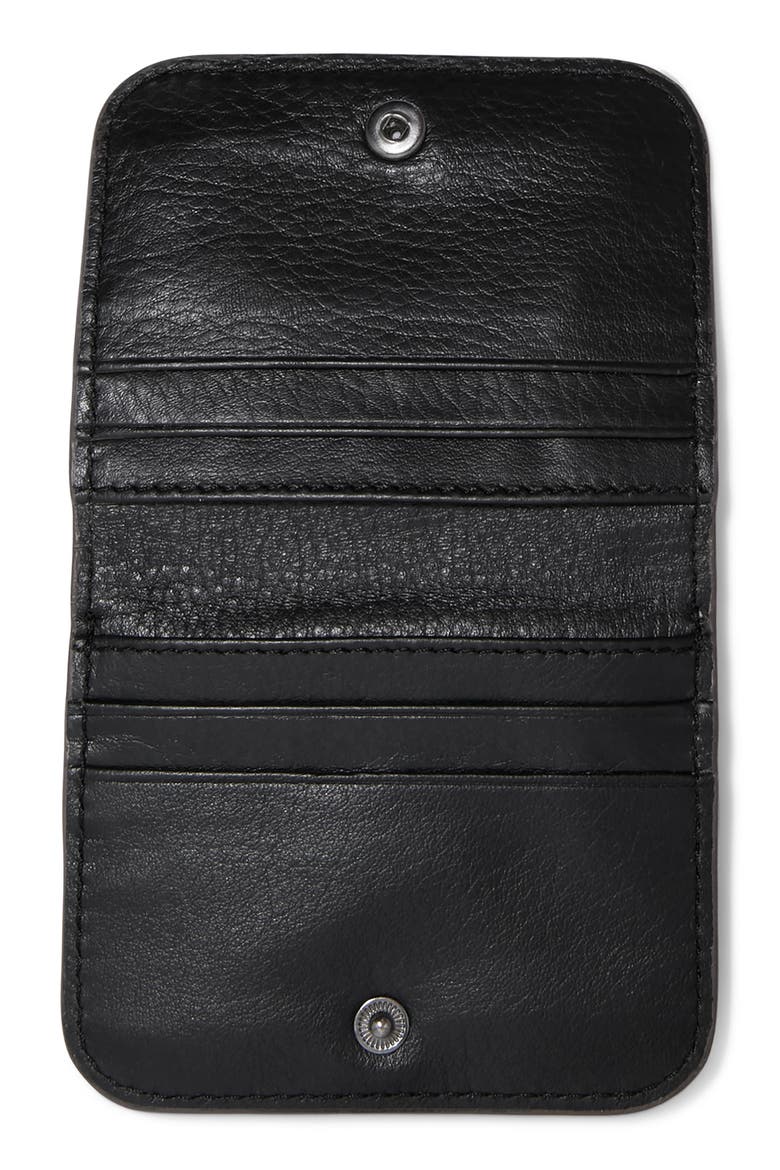 Pucker Up Leather Card Case, Alternate, color, BLACK