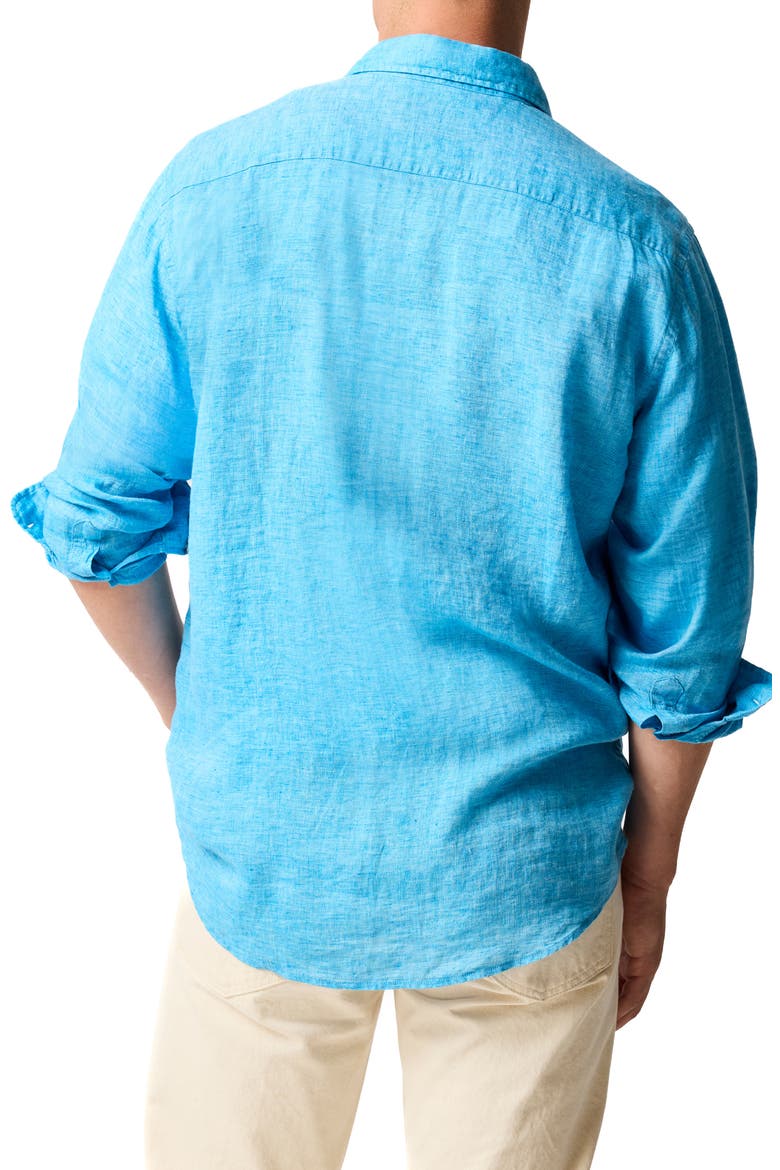 Coromandel Button-Up Linen Shirt, Alternate, color, COBALT