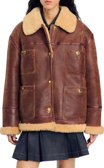 SANDRO Shearling jacket | Nordstrom