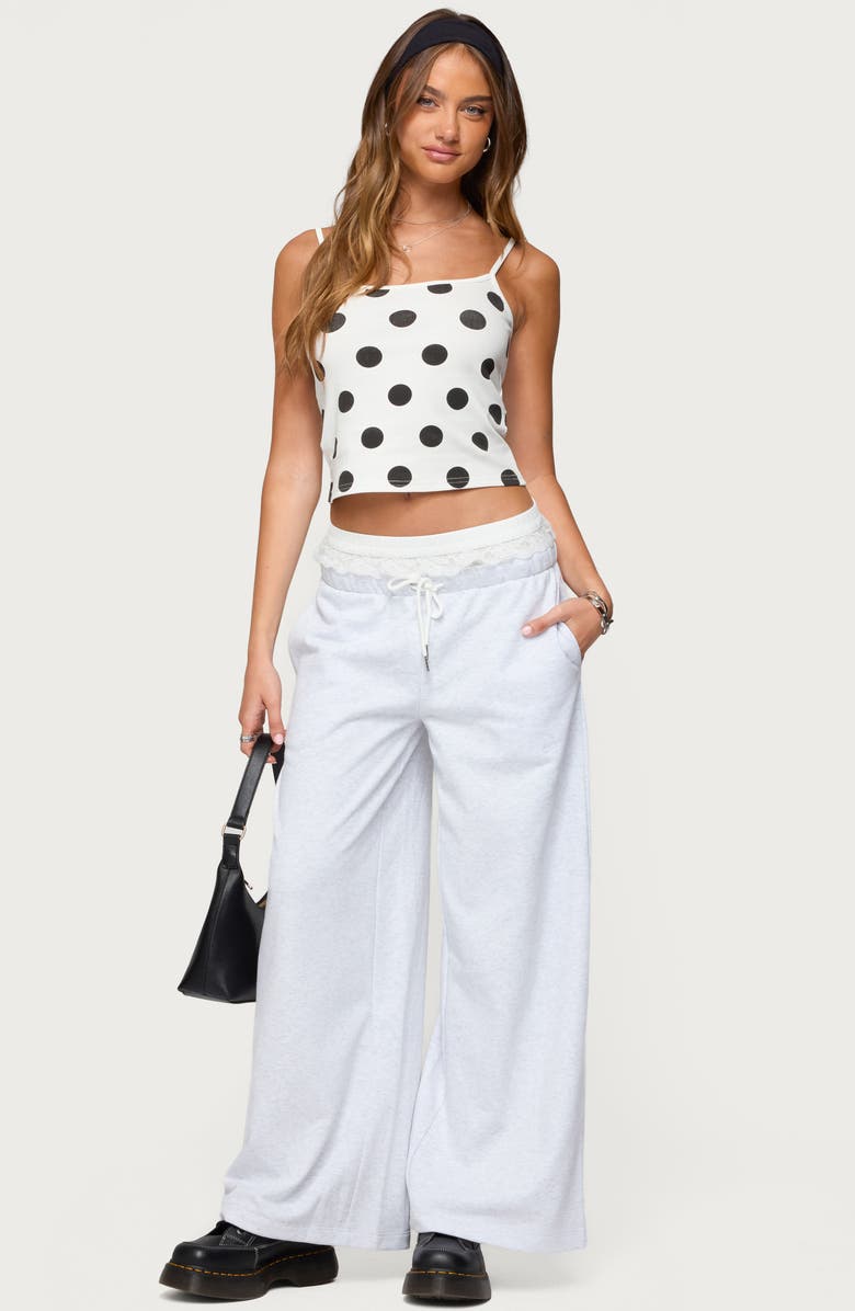 EDIKTED Lynne Polka Dot Cotton Camisole, Alternate, color, White