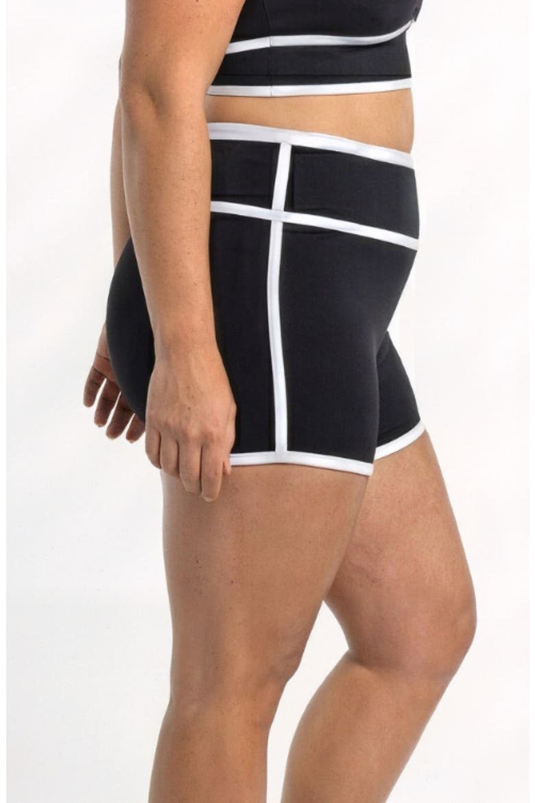 Plus Size Swim Shorts Two-Toned Collection, Alternate, color, Black & White