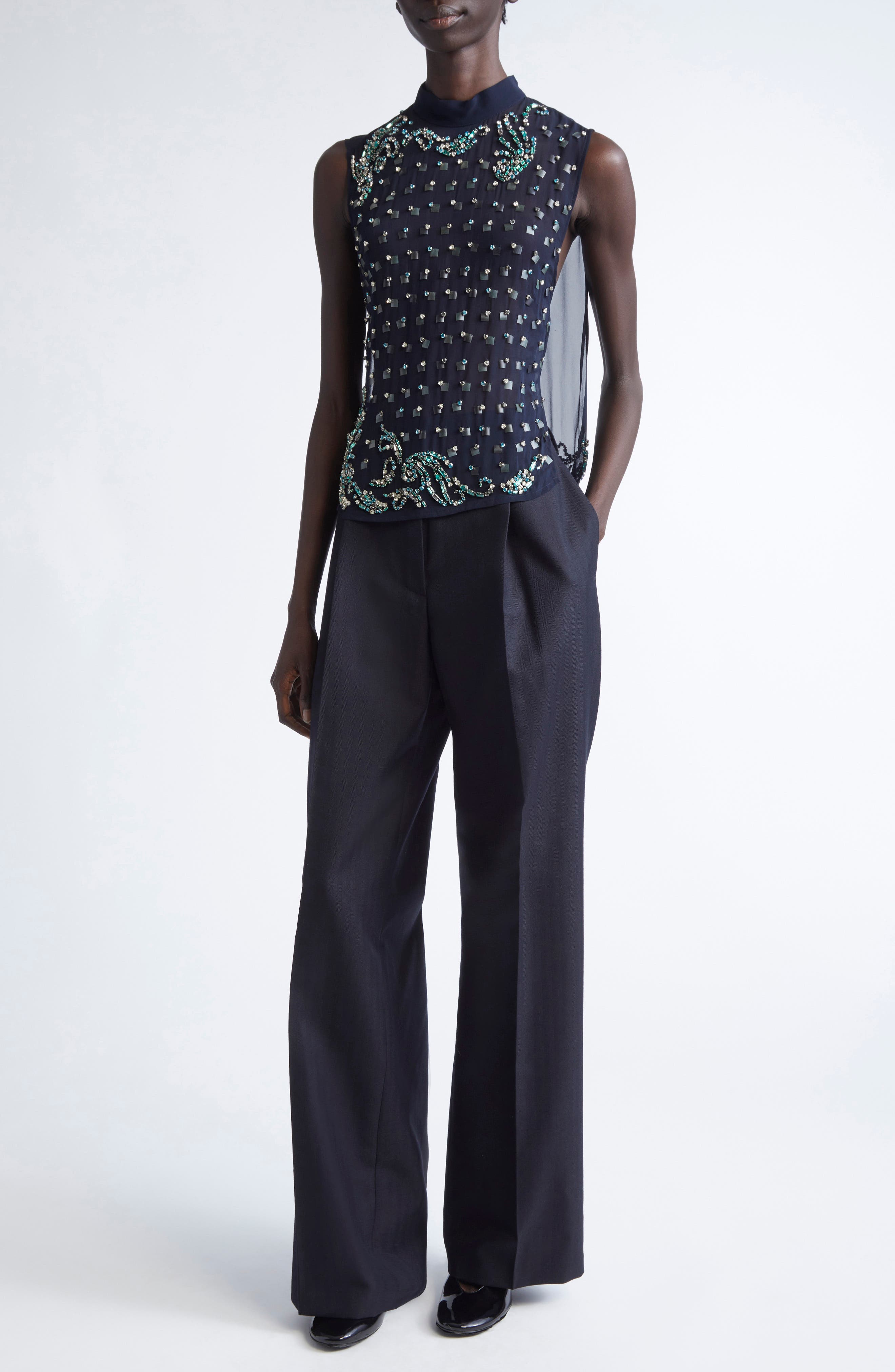 Carmasa Crystal Embellished Sleeveless Top - image 2