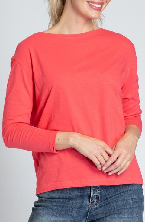 Relaxed Fit Long Sleeve Cotton T-Shirt