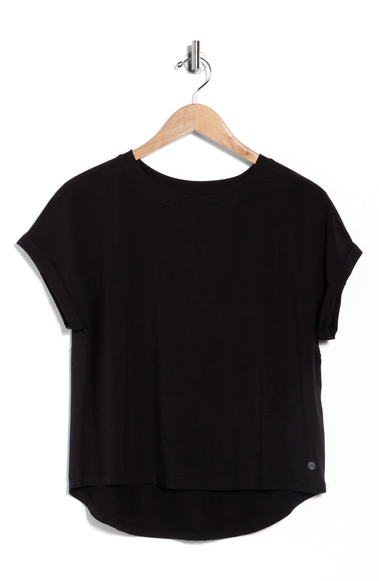 APANA Metro Rolled Sleeve Top, Alternate, color, Rich Black