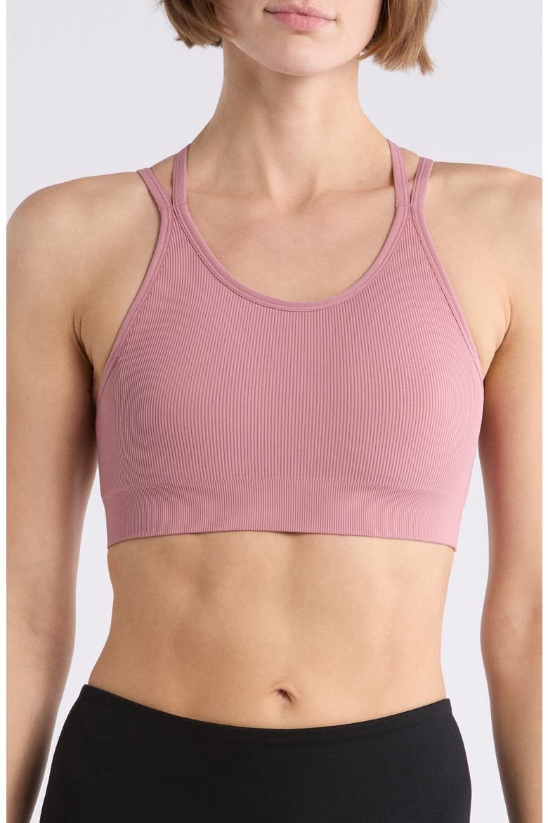 Crossback Seamless Sports Bra, Main, color, PINK NOSTALGIA