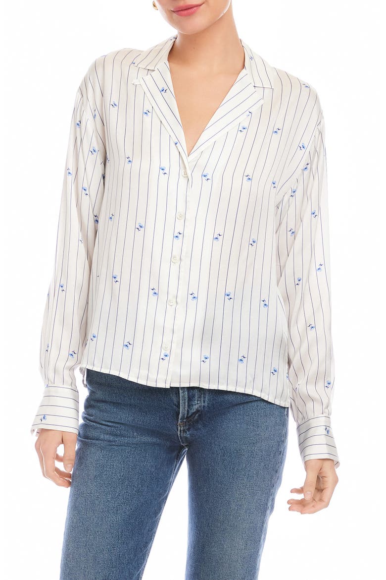 Lynette Print Shirt, Main, color, CREAM/ BLUE