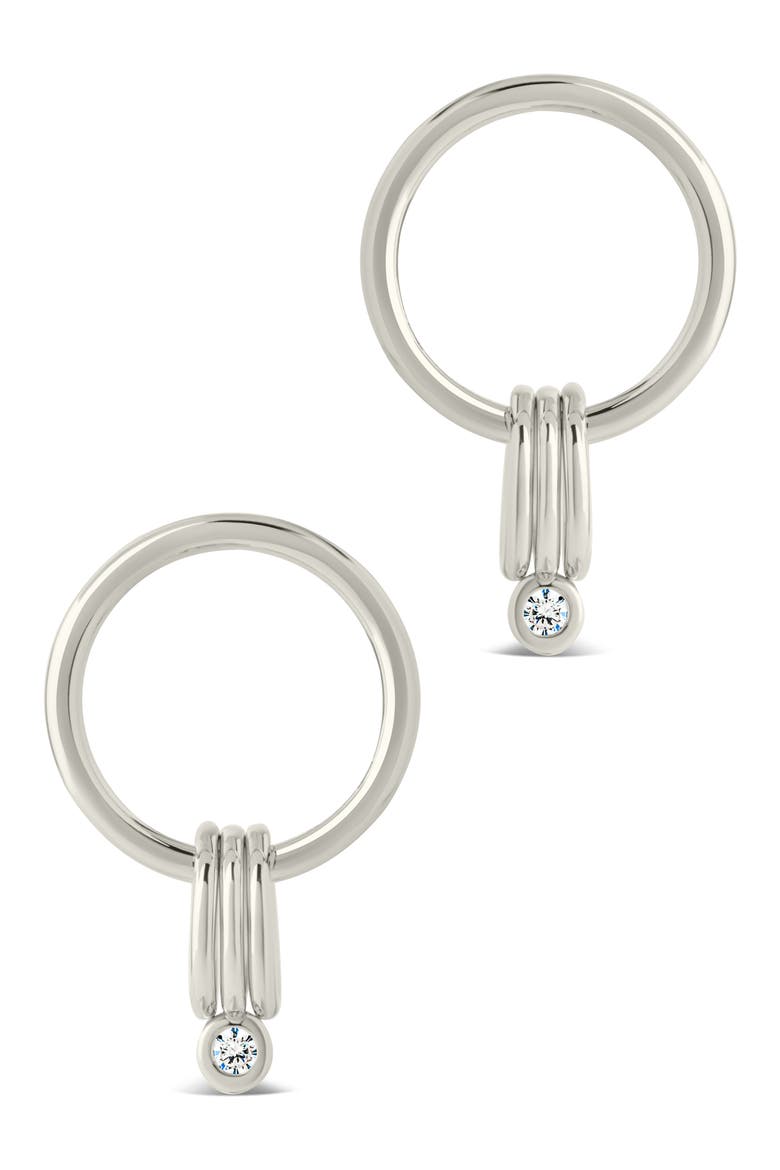 Christabel Trio Circle Drop Frontal Hoop Earrings, Alternate, color, SILVER