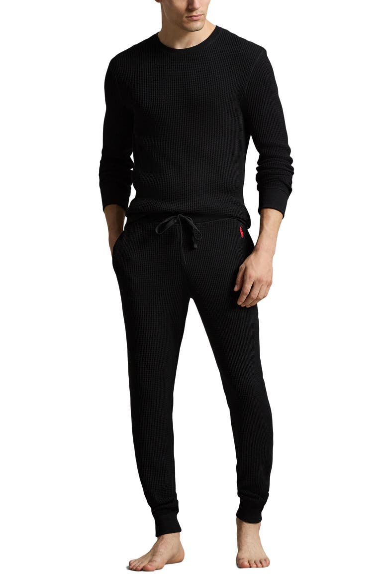 Premium Thermal Long Sleeve Pajama T-Shirt, Alternate, color, POLO BLACK