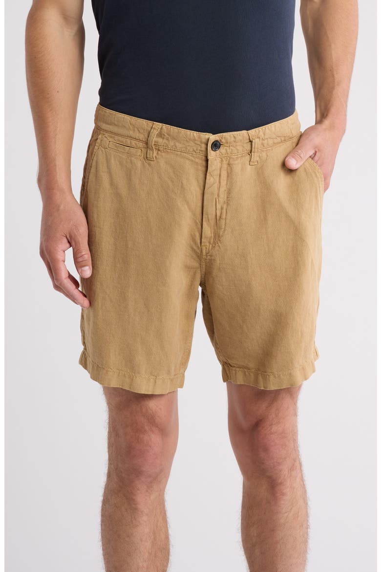 Johnny Flat Front Shorts, Main, color, LIGHT CAMEL