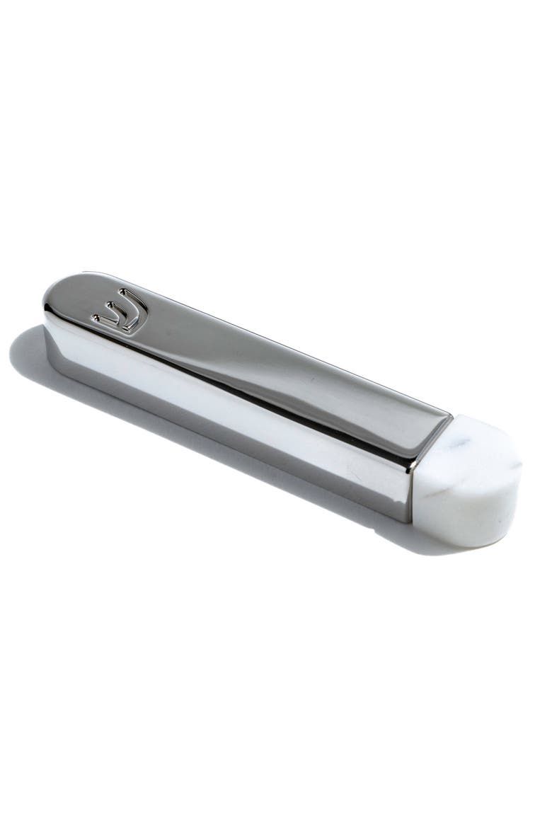 Coluna Small Marble & Stainless Steel Mezuzah, Main, color, WHITE AND SILVER