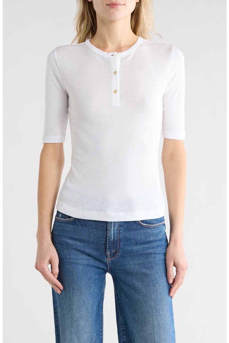 Elbow Sleeve Henley, Main, color, OPTIC WHITE