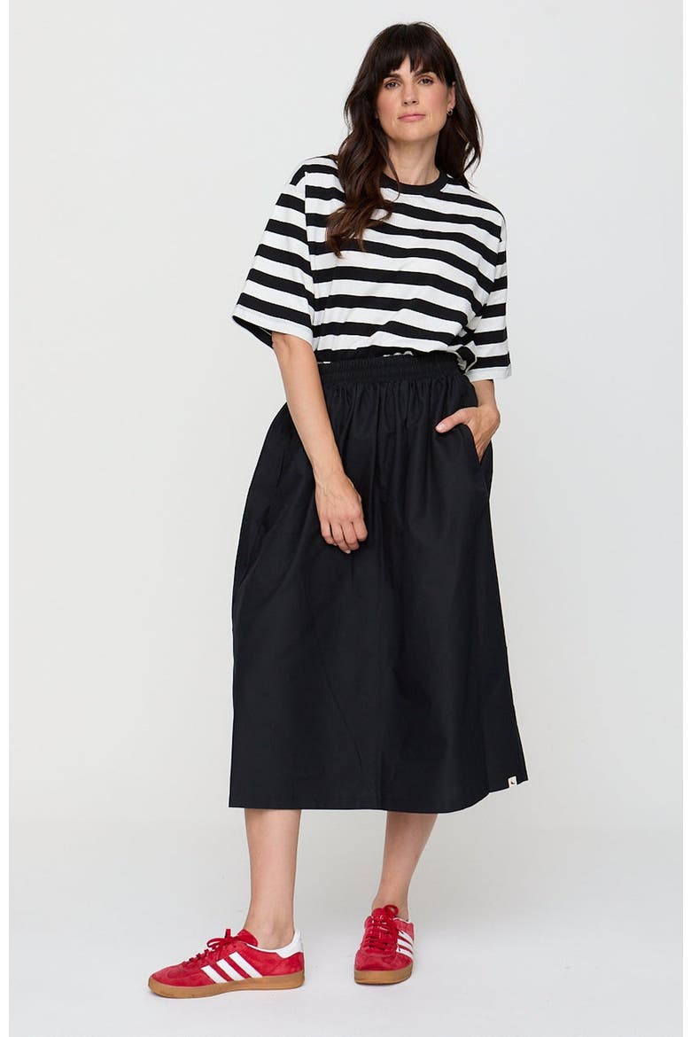 Organic Cotton Joyce Midi Skirt, Alternate, color, black