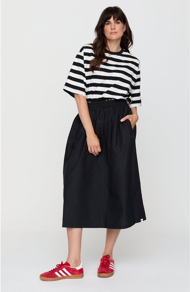 Turtledove London Organic Cotton Joyce Midi Skirt, Alternate, color, Black
