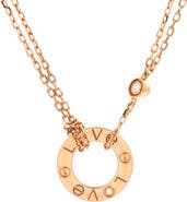 Pre-Owned Cartier 2 Diamonds Love Pendant Necklace 18K Rose Gold and Diamonds