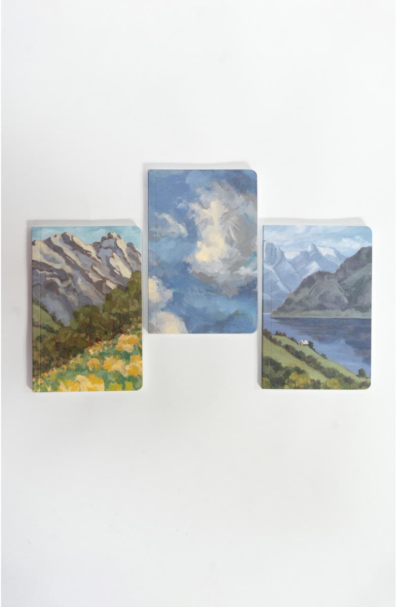 Bond & Grace Set of Three Pocket Journals - Landscapes of Frankenstein En Plein Air, Alternate, color, Blue