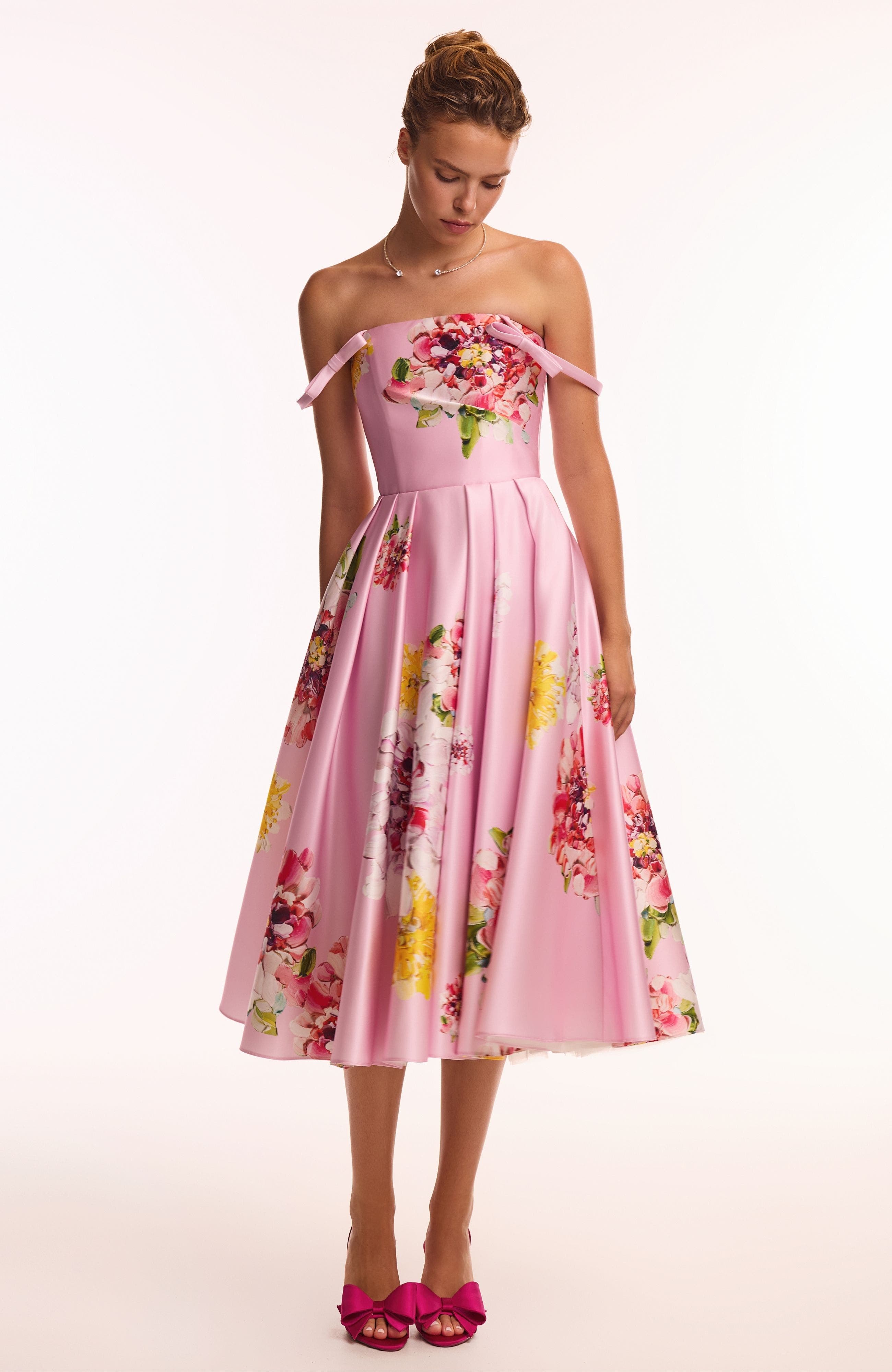 floral spring cocktail dress Milla Women's Tea-length Size:US 6 / UK 10 / EU 36 Killer Blue Cheese Dressing GO+JOLI Homecoming dress adjustable cami straps and