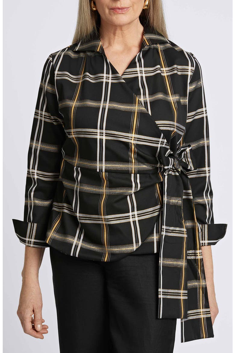 Salina Plaid Wrap Shirt, Main, color, BLACK PLAID