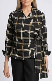 Foxcroft Salina Plaid Wrap Shirt