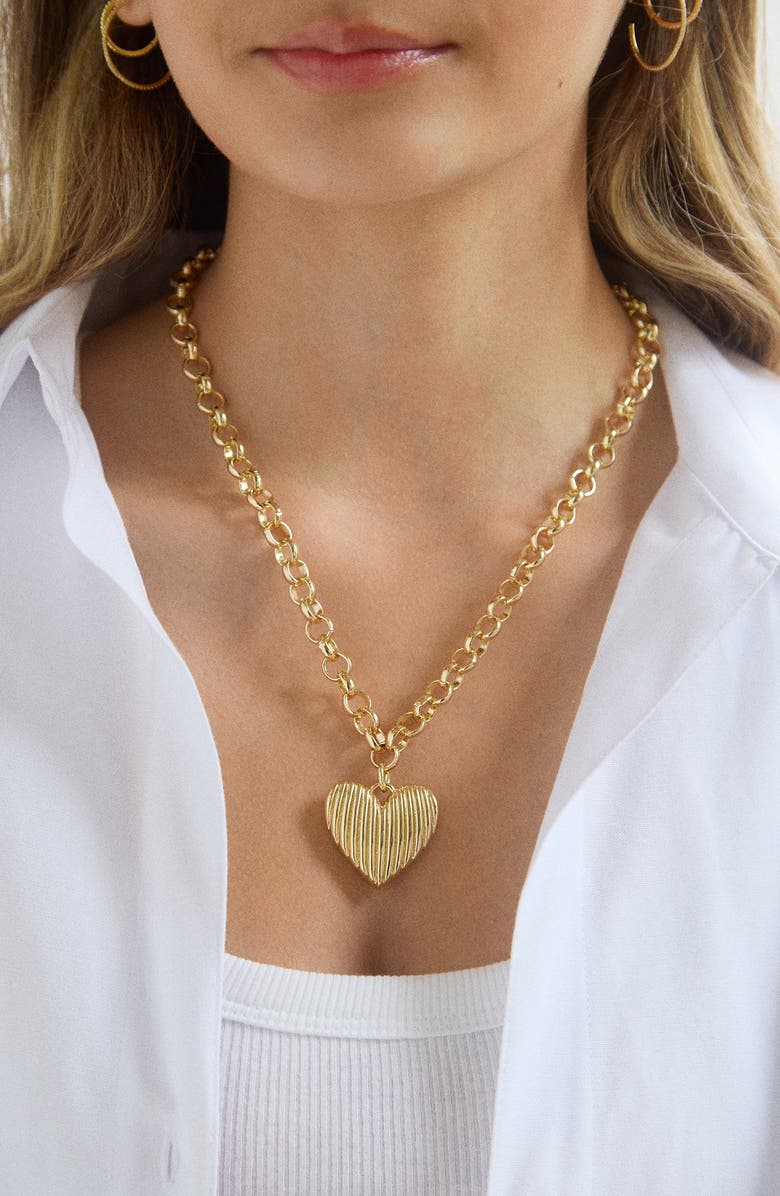 BaubleBar Heart of Gold Pendant Necklace, Alternate, color, 