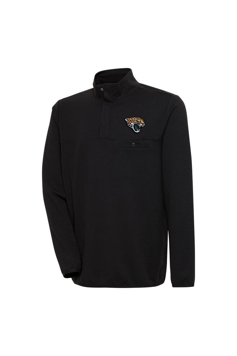 Men's Antigua  Black Jacksonville Jaguars Streamer Quarter-Snap Pullover Jacket, Main, color, Black