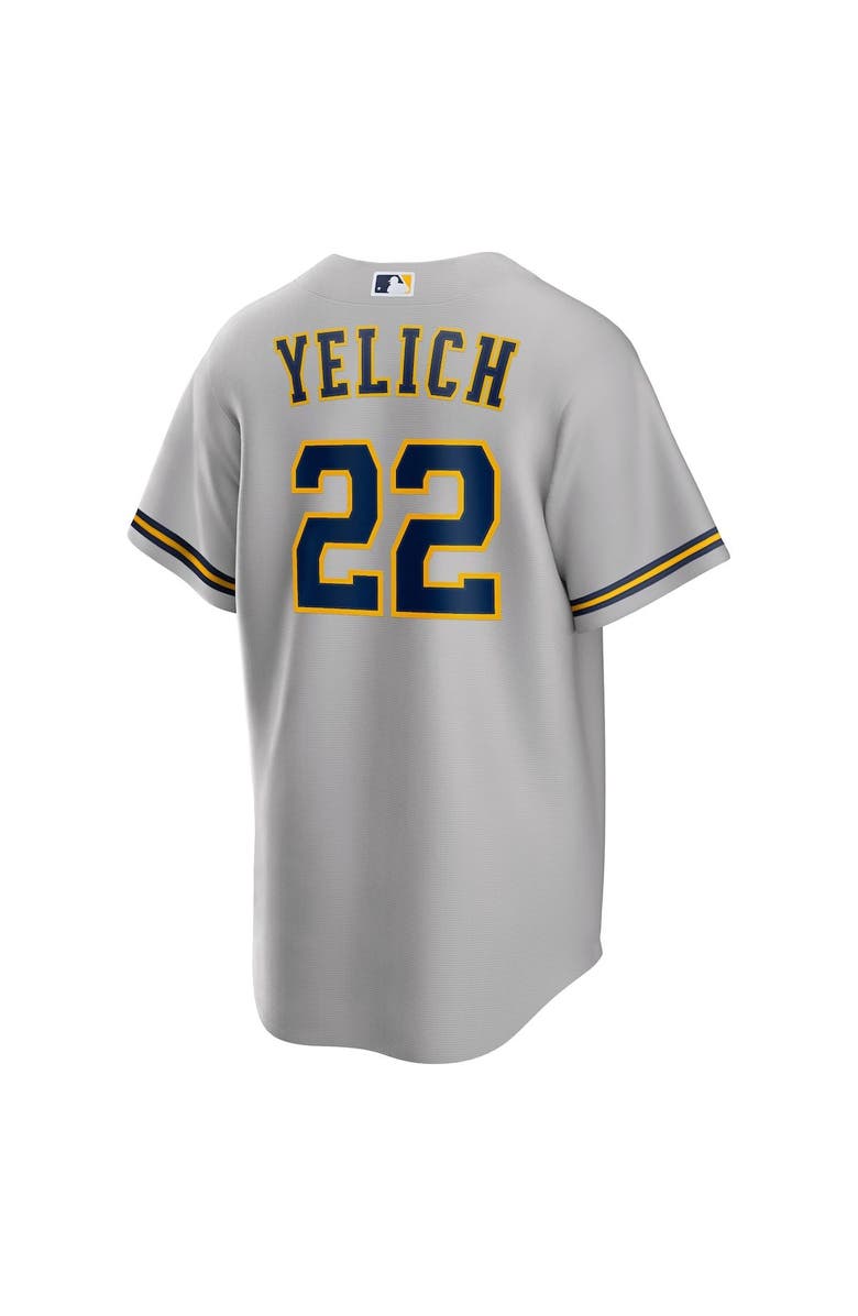 Nike Men's Nike Christian Yelich Gray Milwaukee Brewers Alternate Replica Player Jersey, Alternate, color, 