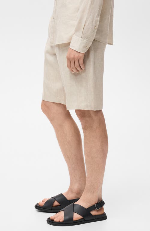 Mango Slim Fit Linen Bermuda Shorts In Nude