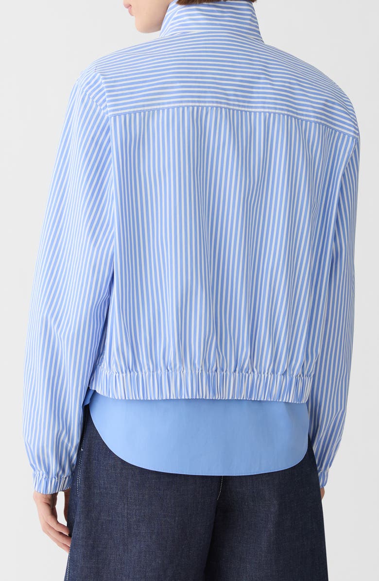 Lafayette 148 New York Stripe Cotton Zip Front Bomber Jacket, Alternate, color, Blue Hydrangea Multi