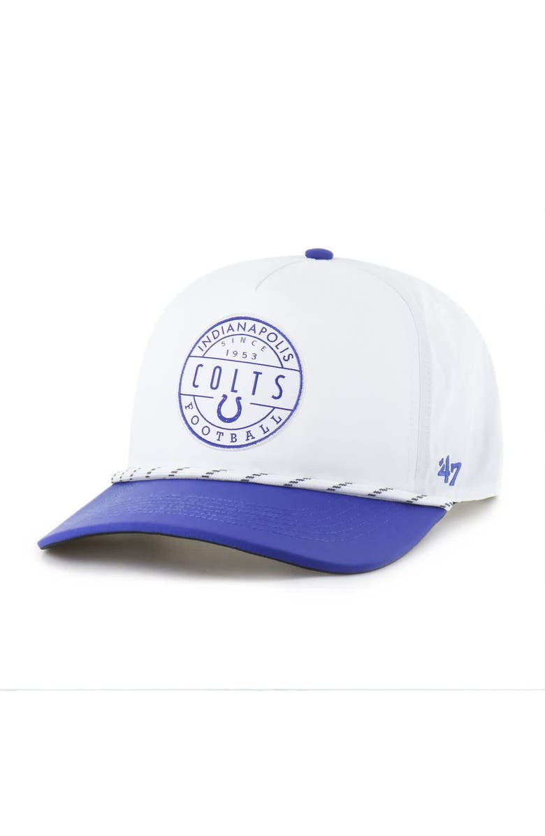 '47 Men's '47 White/Royal Indianapolis Colts Suburbia Hitch Two-Tone Adjustable Hat, Main, color,
