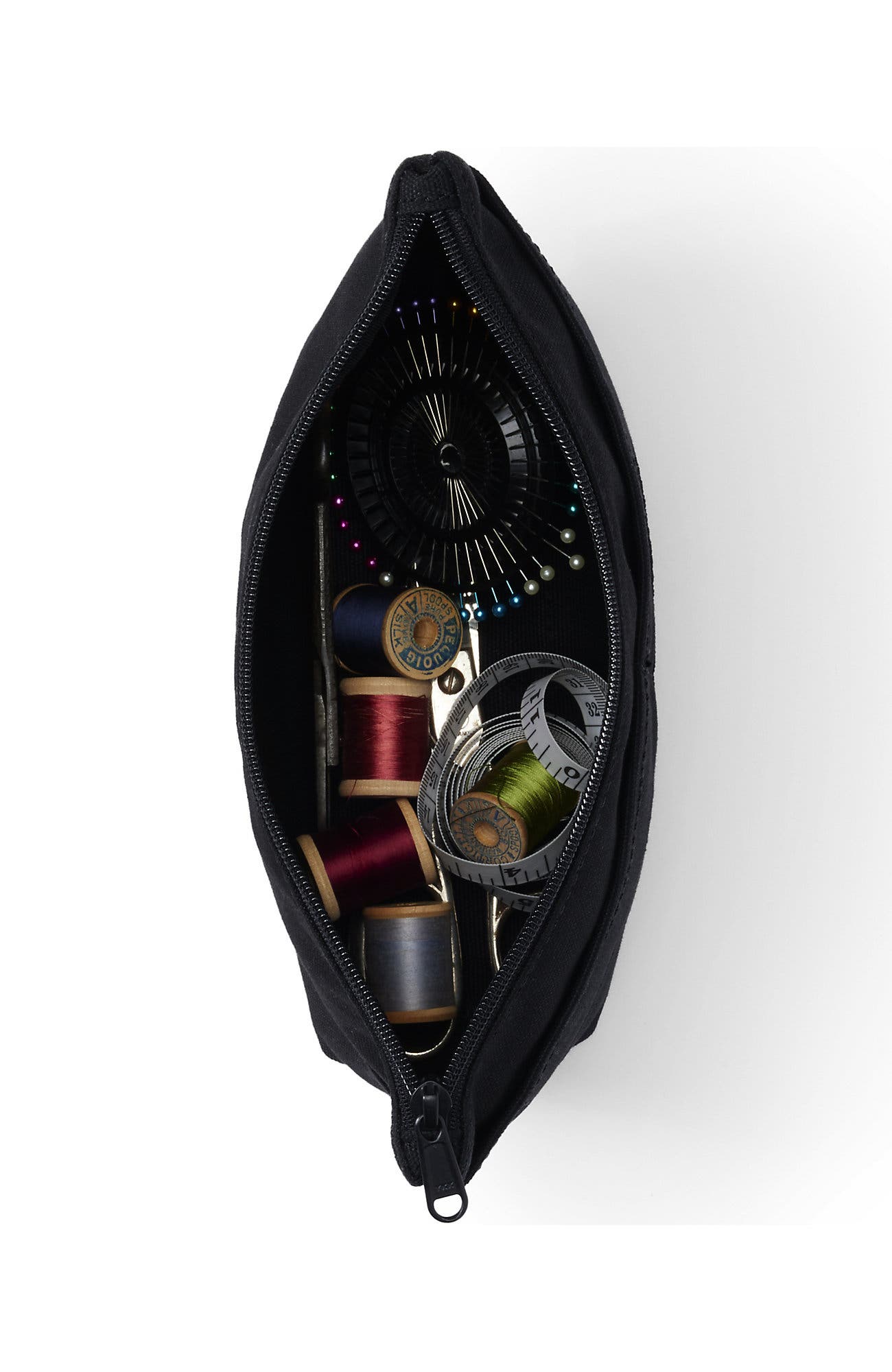 Lands' End Zipper Canvas Pouch, Alternate, color, Black/Black