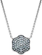 SAMUEL B. Sterling Silver Blue Topaz Pavé Clover Necklace