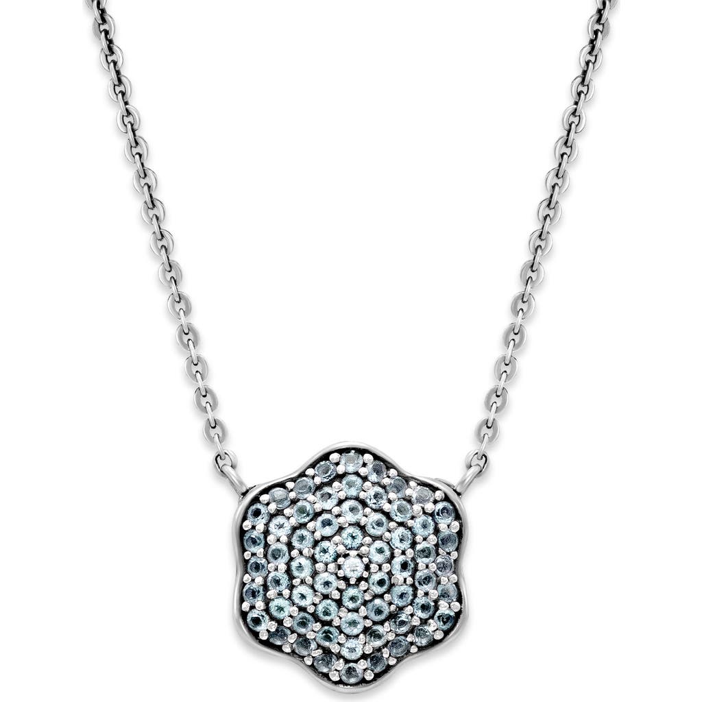 Samuel B. Sterling Silver Blue Topaz Pavé Clover Necklace In Blue