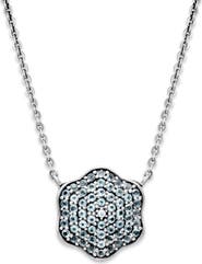SAMUEL B. Sterling Silver Blue Topaz Pavé Clover Necklace