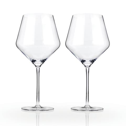 Raye Crystal Angled Burgundy Glasses Set of 2