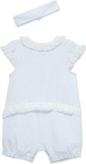 Embroidered Cotton Romper & Headband Set