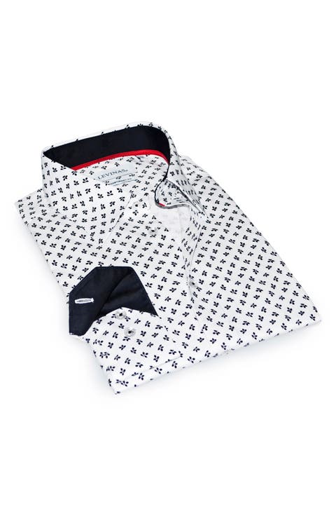 Contemporary Fit Leaf Print Button-Up Shirt