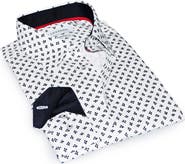 LEVINAS Contemporary Fit Leaf Print Button-Up Shirt