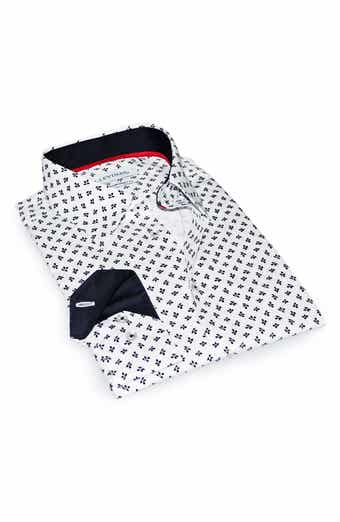 LEVINAS Contemporary Fit Leaf Print Button-Up Shirt