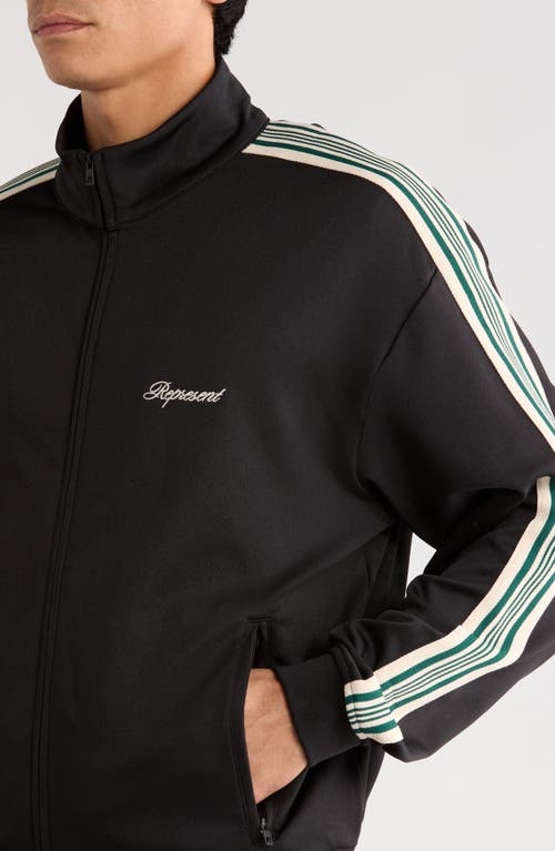 Represent Mens Embroidered-logo Striped-taped Woven Track Jacket Jet Black Xl In Black