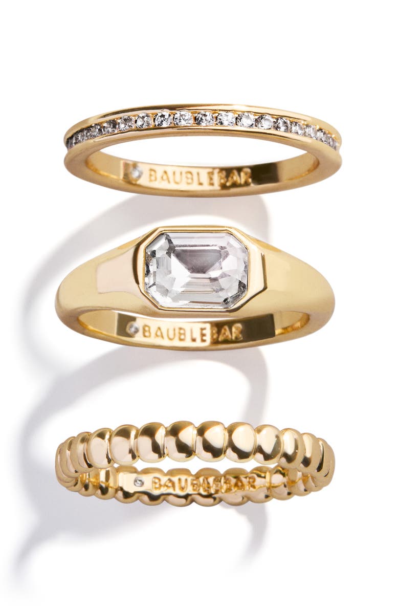 BaubleBar Mary Set of 3 Rings, Main, color, Gold